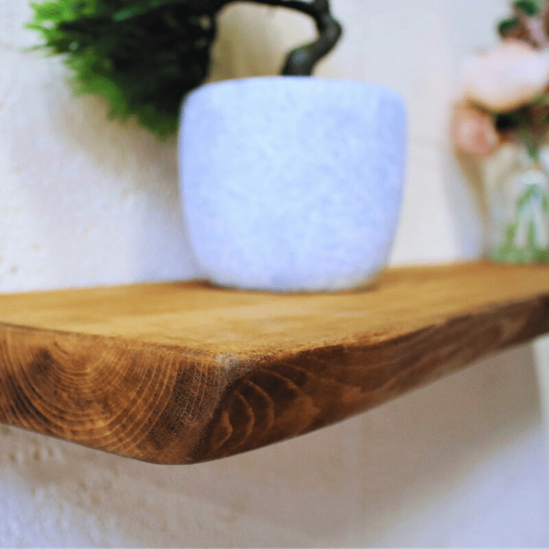 rustic wood floating shelves