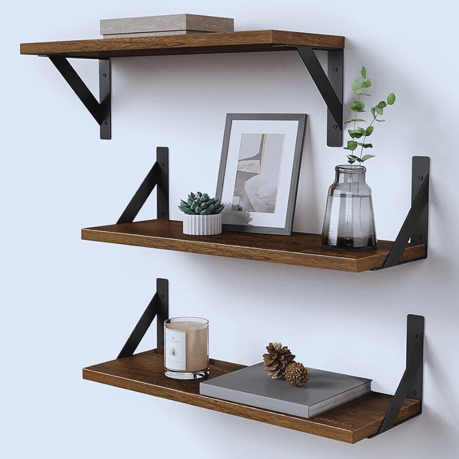 rustic wood floating shelf