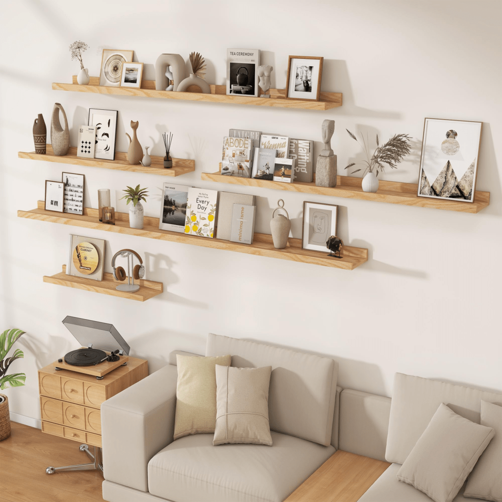 rustic wood floating shelf