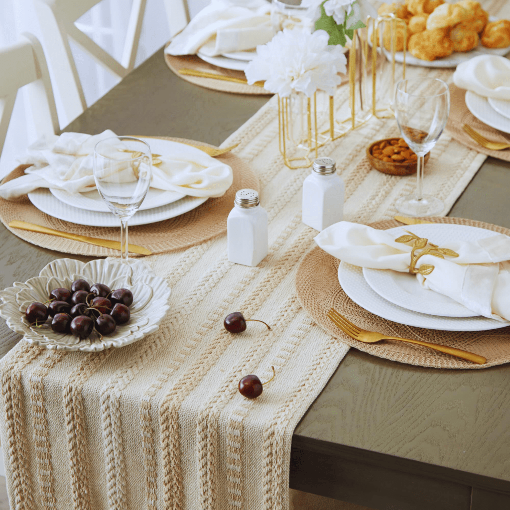 table runner with tassels
