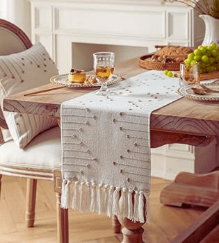 table runner with tassels