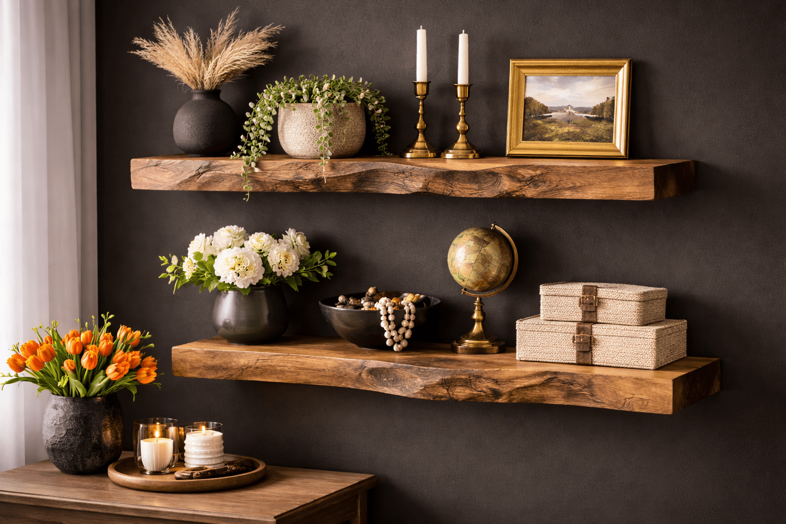 Floating Live Edge Shelves