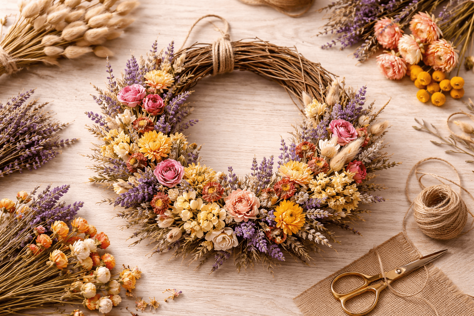 You are currently viewing What Flowers Are Best for Dried Flower Wreaths? A Complete Guide