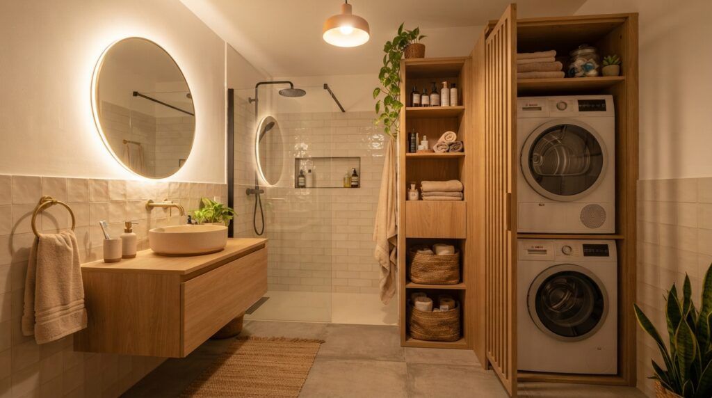 Combination Small Bathroom and Laundry Room Combo Designs