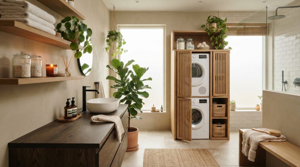 Combination Small Bathroom and Laundry Room Combo Designs