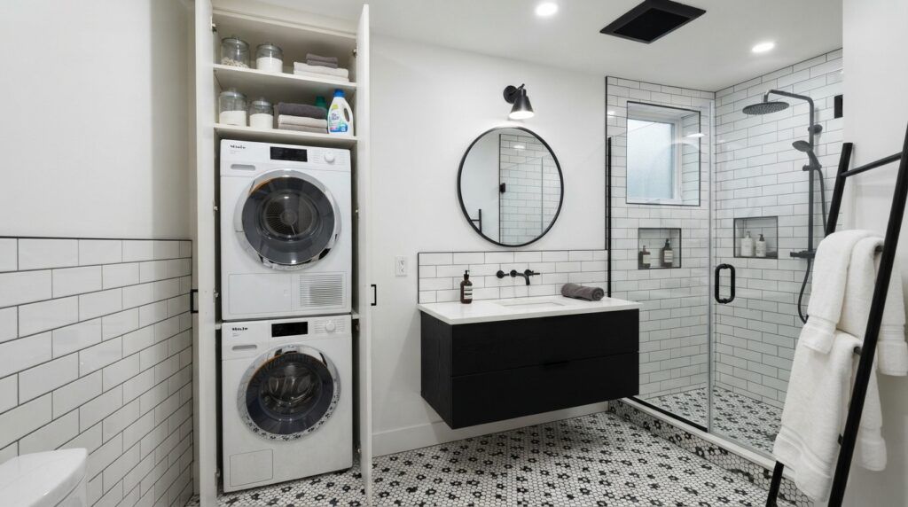 Combination Small Bathroom and Laundry Room Combo Designs