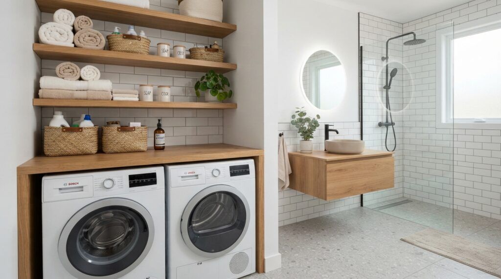 Combination Small Bathroom and Laundry Room Combo Designs