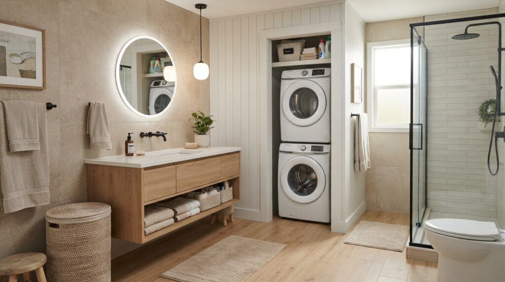 Combination Small Bathroom and Laundry Room Combo Designs