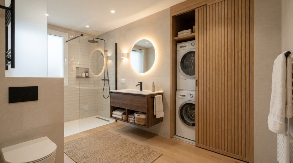 Combination Small Bathroom and Laundry Room Combo Designs