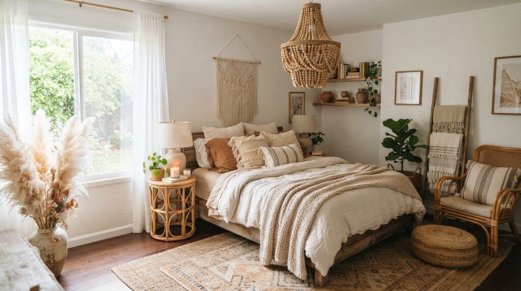 Bedroom with Statement Chandelier