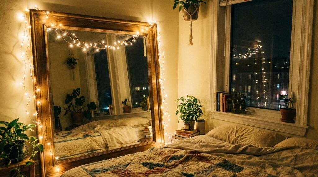 Fairy Lights Around a Mirror