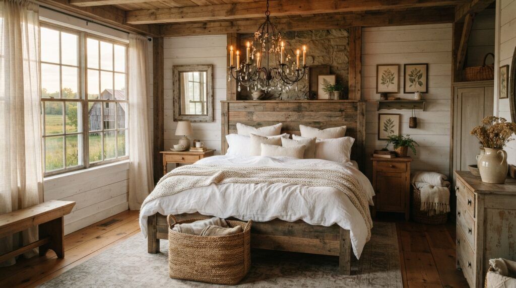 Bedroom with Statement Chandelier