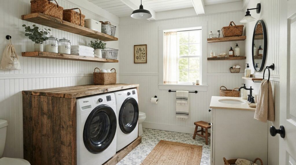 Combination Small Bathroom and Laundry Room Combo Designs