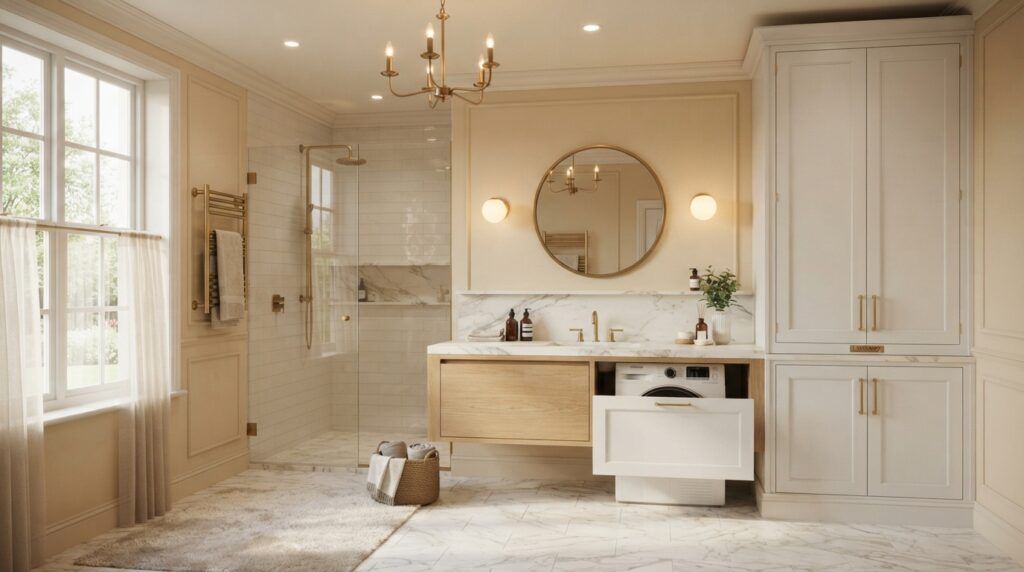 Combination Small Bathroom and Laundry Room Combo Designs