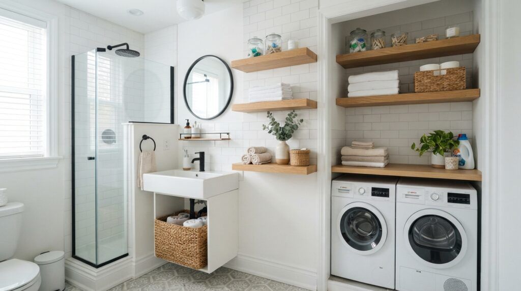 Combination Small Bathroom and Laundry Room Combo Designs
