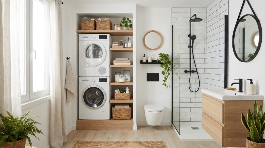 Combination Small Bathroom and Laundry Room Combo Designs