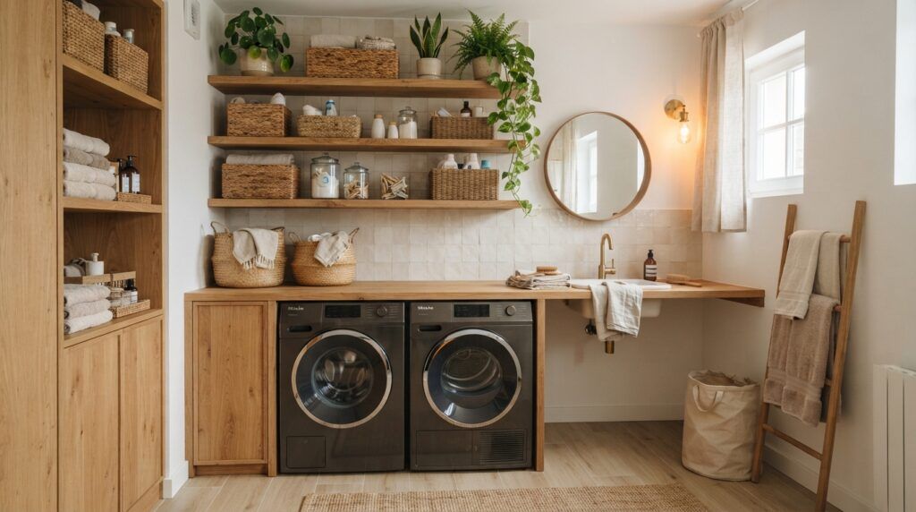 Combination Small Bathroom and Laundry Room Combo Designs