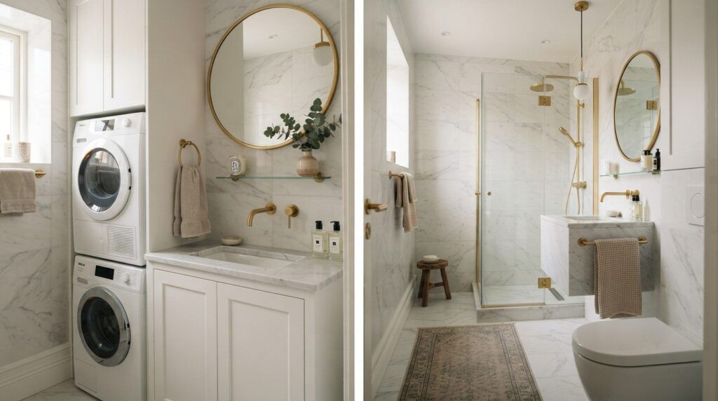 Combination Small Bathroom and Laundry Room Combo Designs