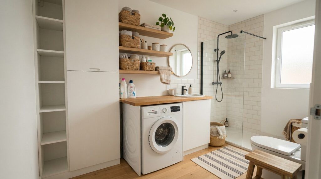 Combination Small Bathroom and Laundry Room Combo Designs