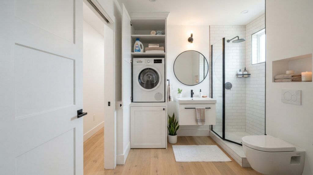 Combination Small Bathroom and Laundry Room Combo Designs