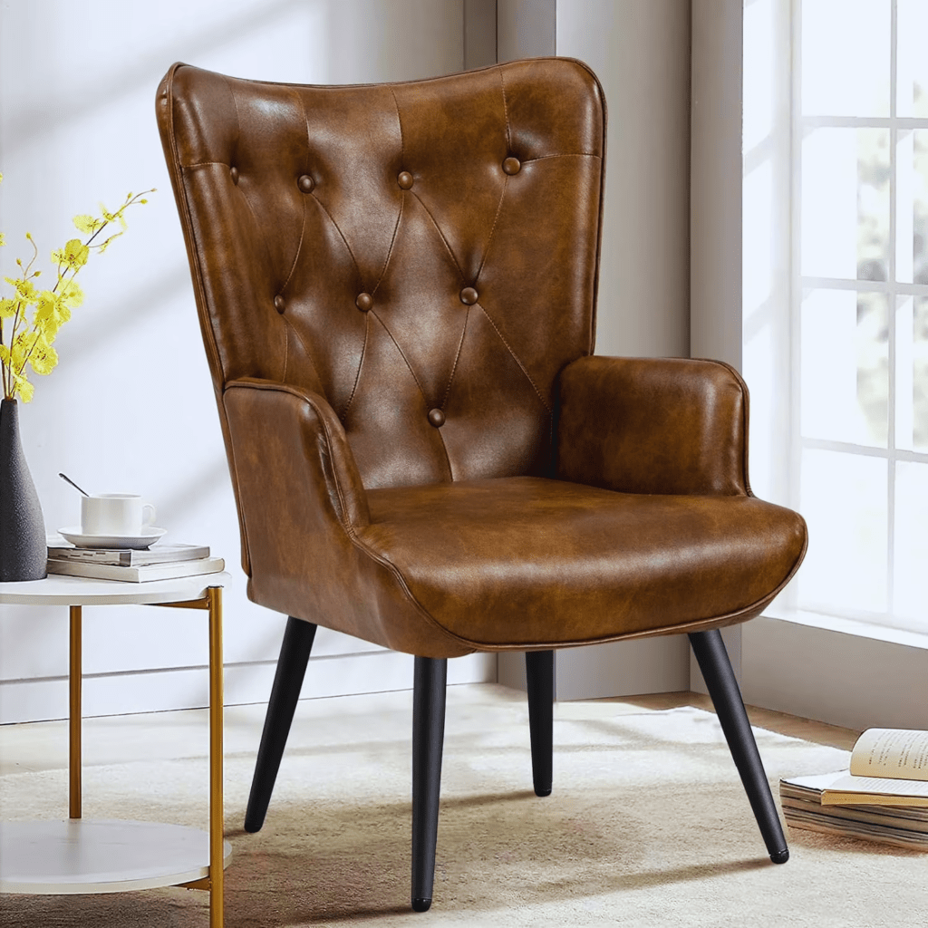 worn leather chair