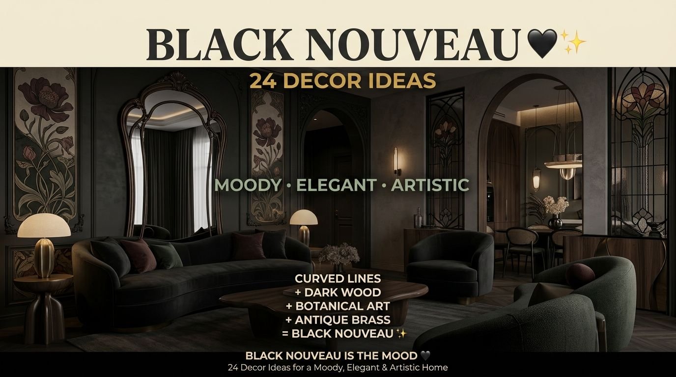 You are currently viewing 24 Black Nouveau Decor Ideas for a Moody, Elegant & Artistic Home