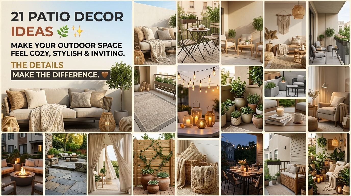 You are currently viewing 21 Patio Decor Ideas for a Cozy, Stylish & Inviting Outdoor Space