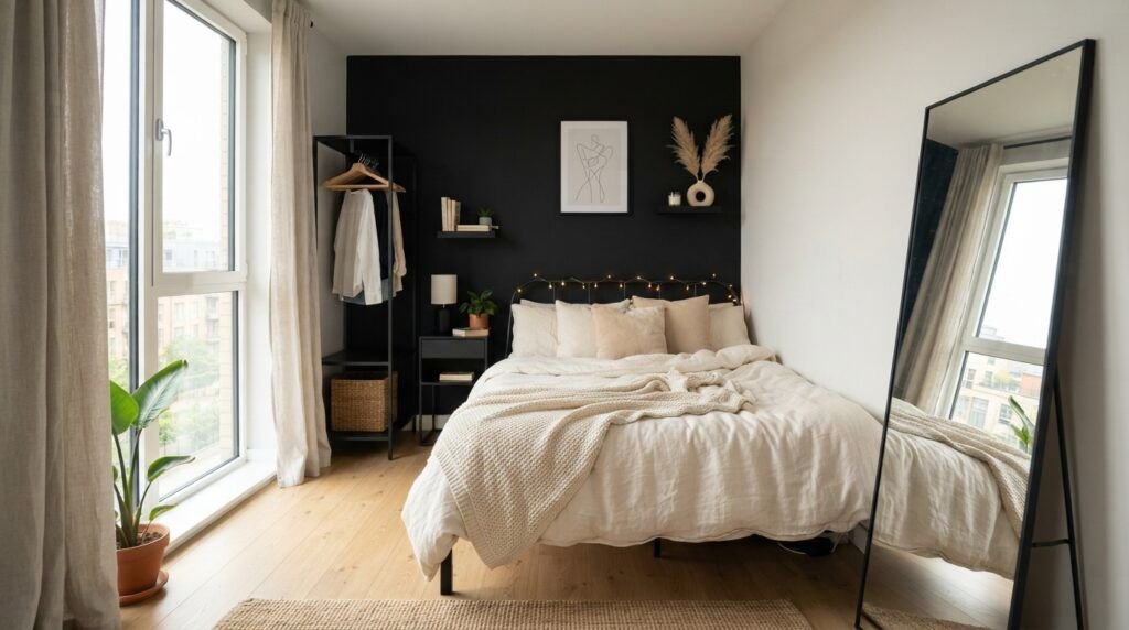 Black Feature Wall Bedroom