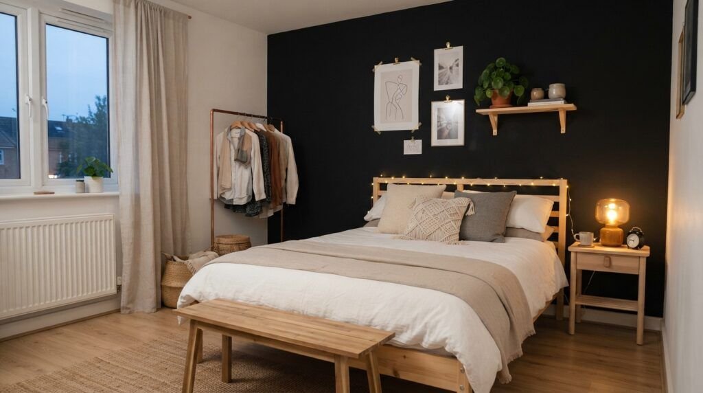 Black Feature Wall Bedroom
