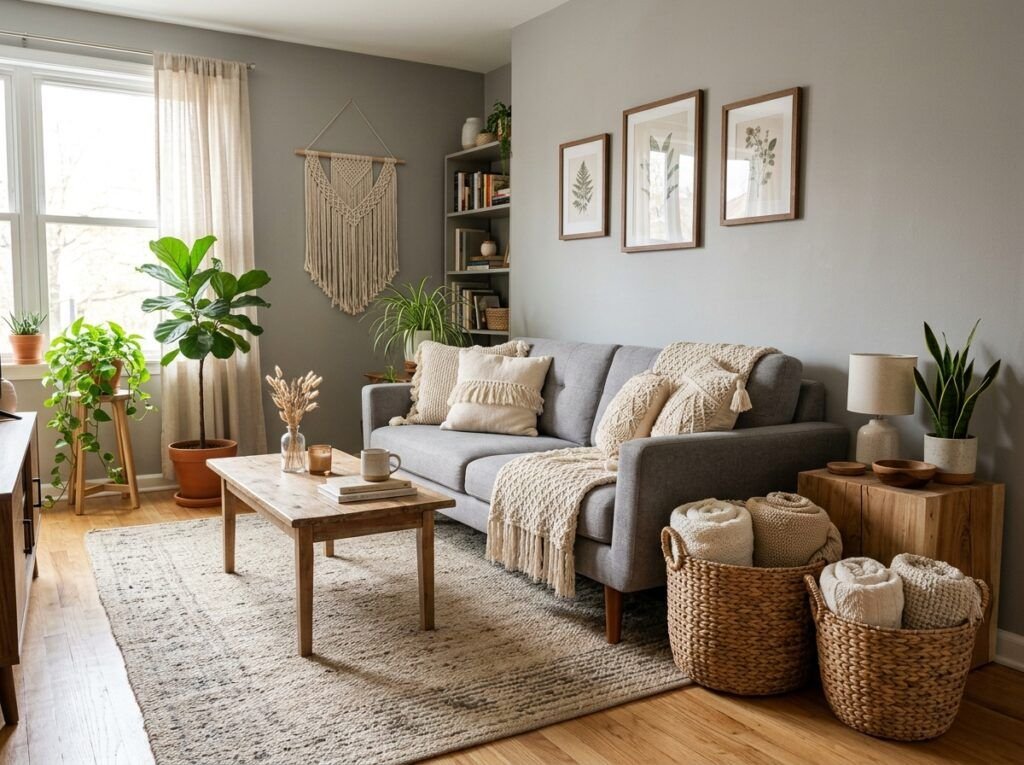 Beautiful Gray Boho Living