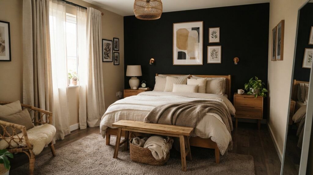 Black Feature Wall Bedroom