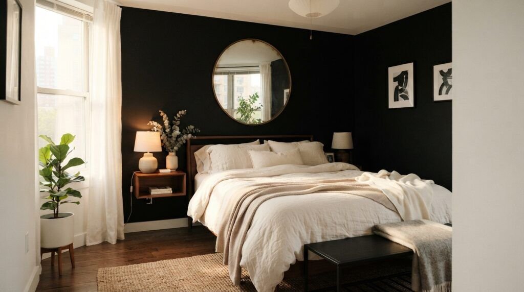 Black Feature Wall Bedroom