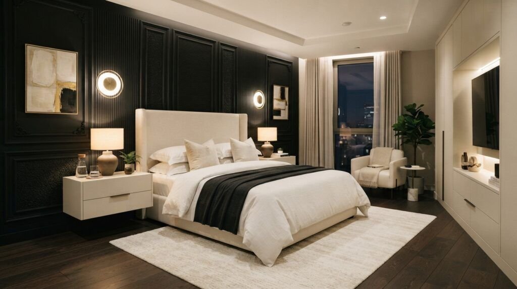 Black Feature Wall Bedroom