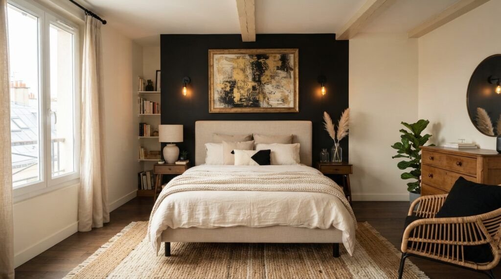Black Feature Wall Bedroom
