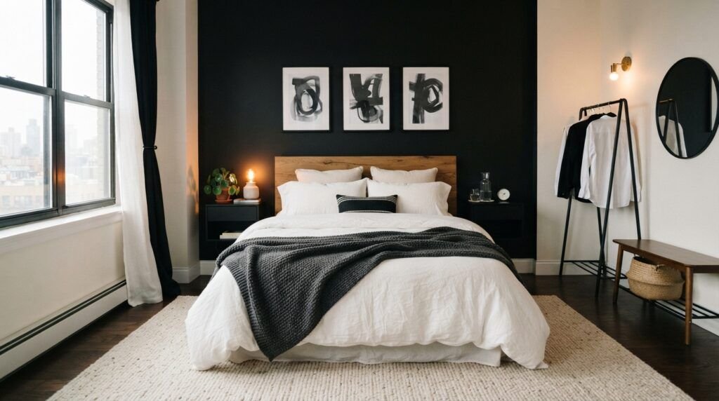 Black Feature Wall Bedroom