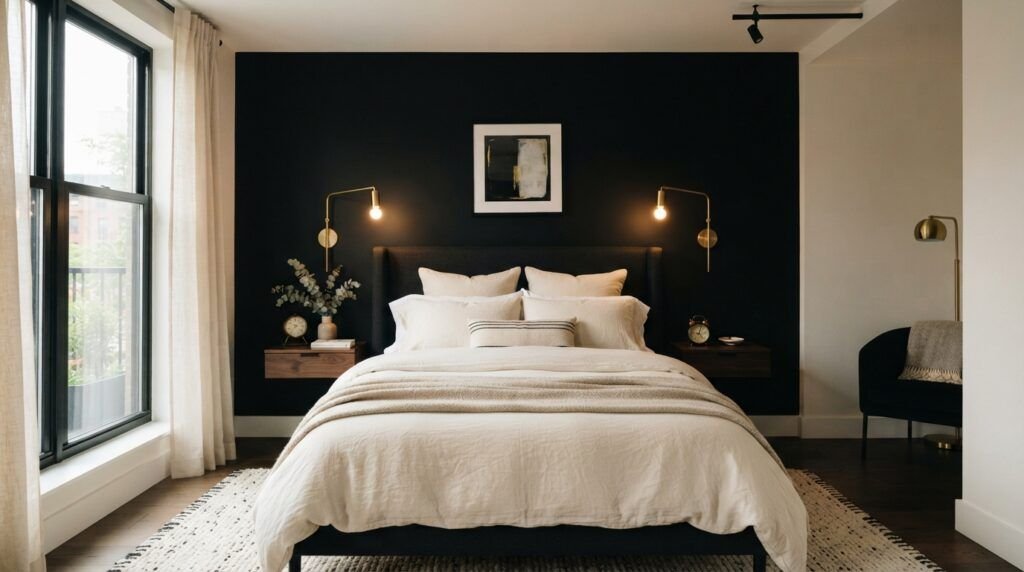 Black Feature Wall Bedroom
