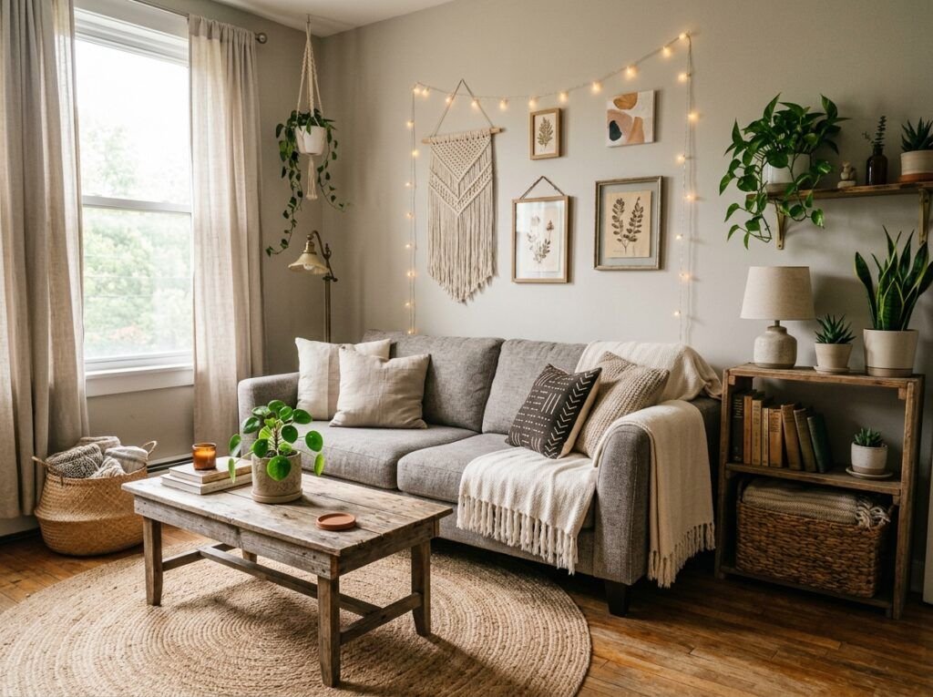 Beautiful Gray Boho Living