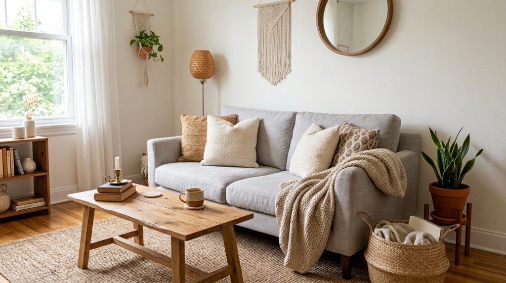 Beautiful Gray Boho Living