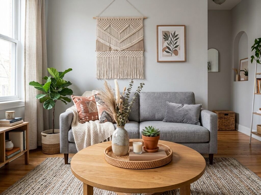 Beautiful Gray Boho Living