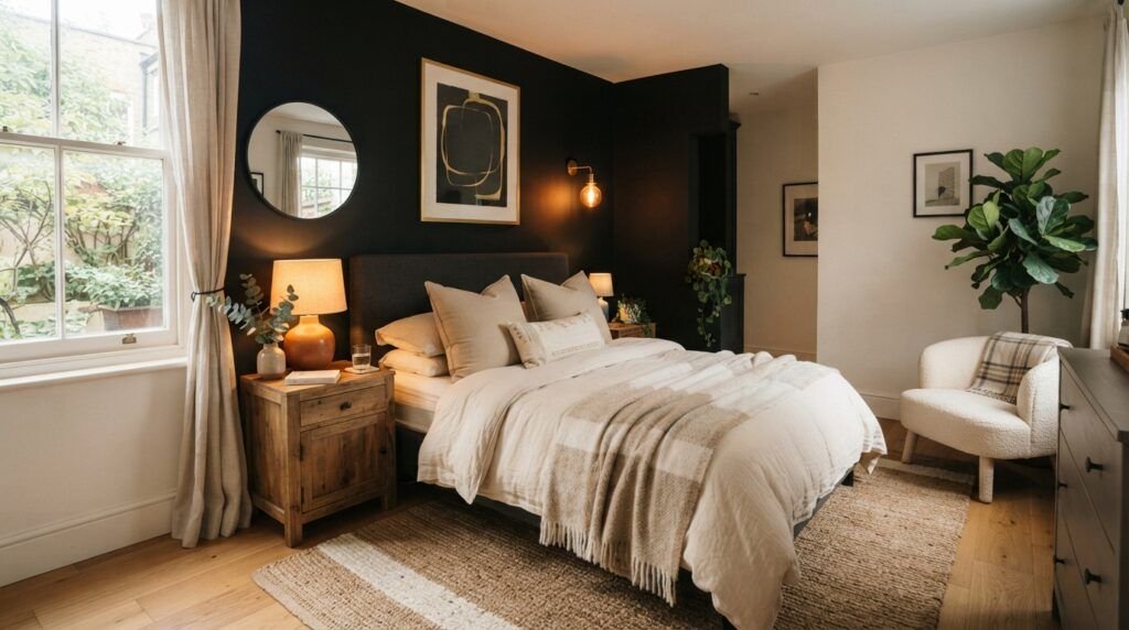 Black Feature Wall Bedroom