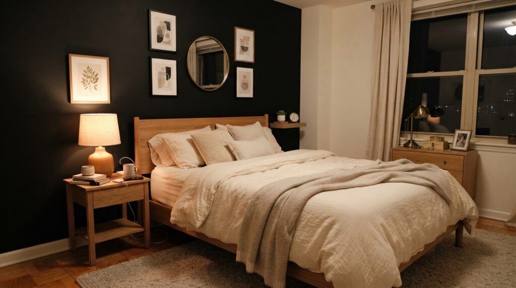 Black Feature Wall Bedroom