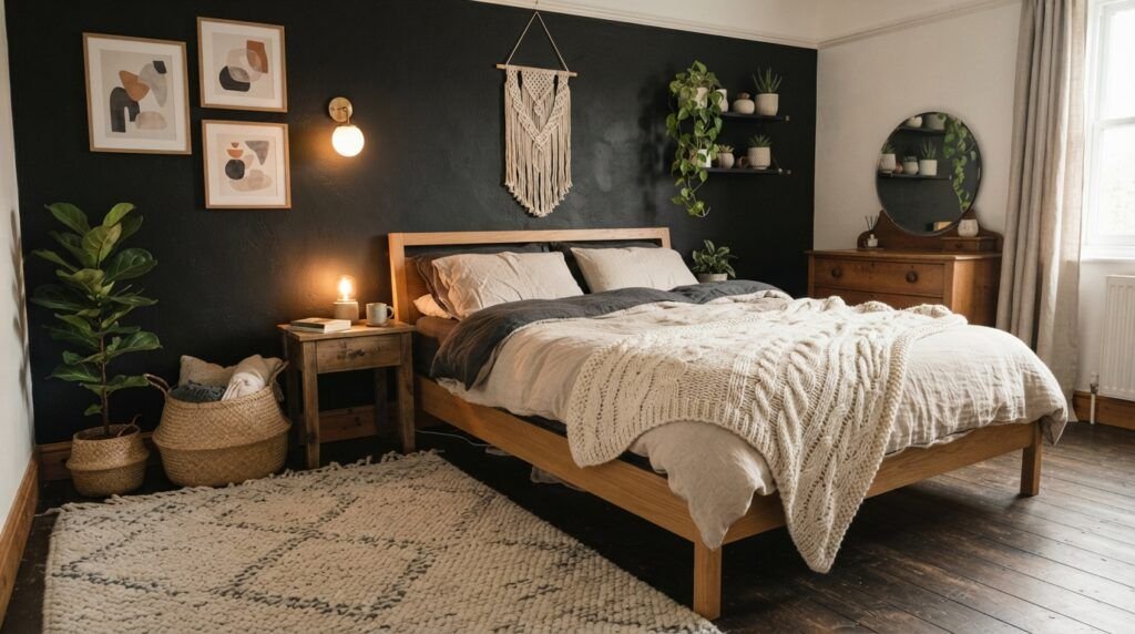Black Feature Wall Bedroom