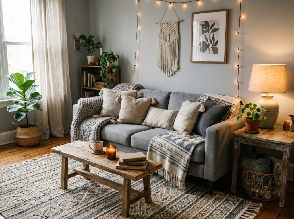 Beautiful Gray Boho Living