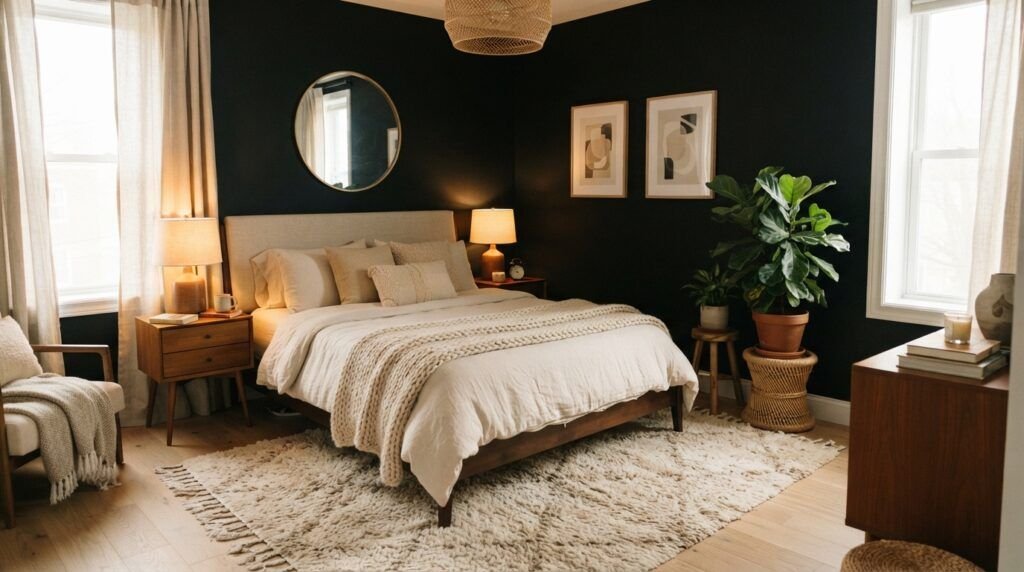 Black Feature Wall Bedroom