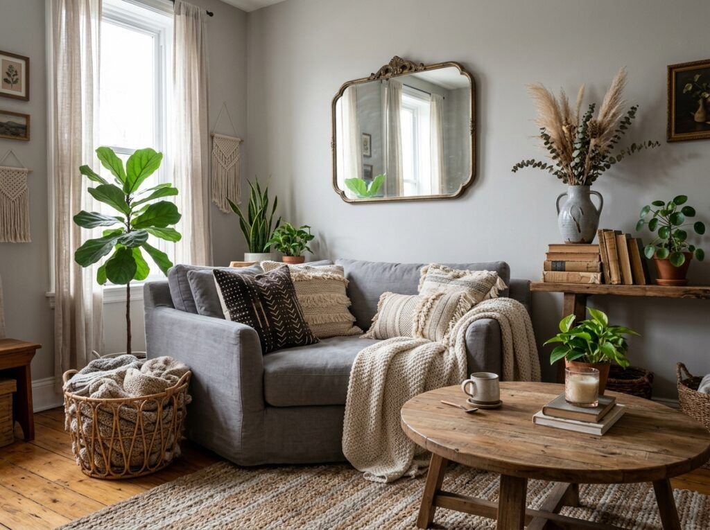 Beautiful Gray Boho Living