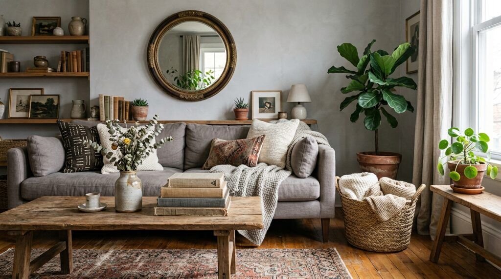 Beautiful Gray Boho Living