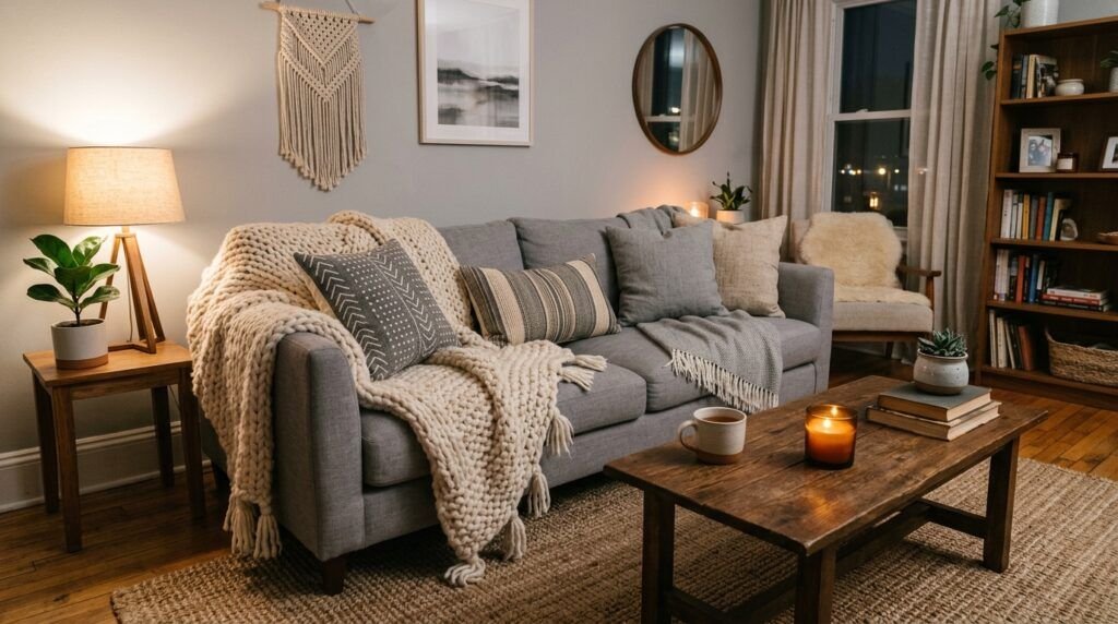 Beautiful Gray Boho Living