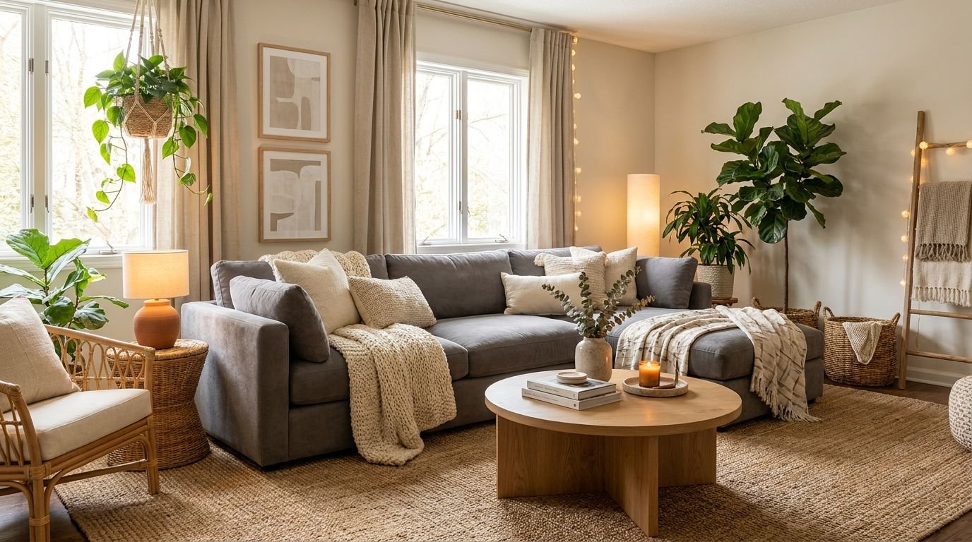 You are currently viewing 19 Boho Living Room Grey Ideas for a Cozy, Stylish & Relaxed Space