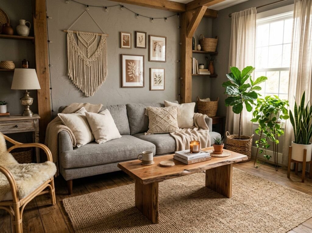 Beautiful Gray Boho Living