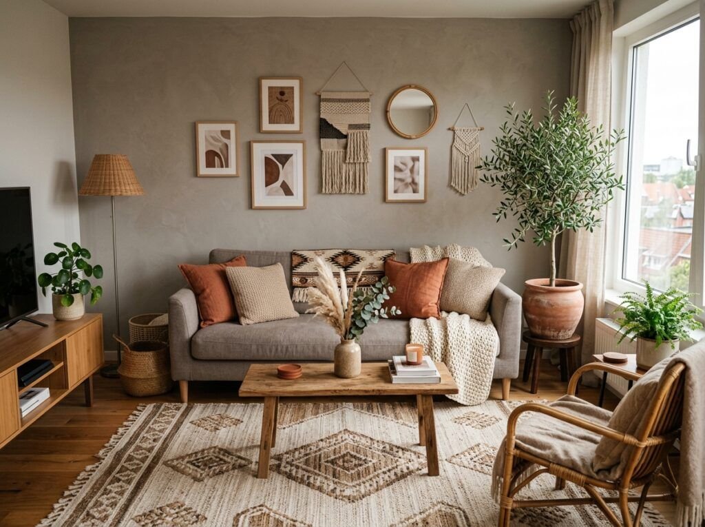 Beautiful Gray Boho Living